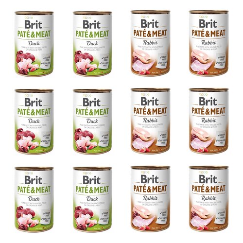 Karma dla psa BRIT Mix smaków Paté & Meat Kaczka, Królik 12 x 400 g