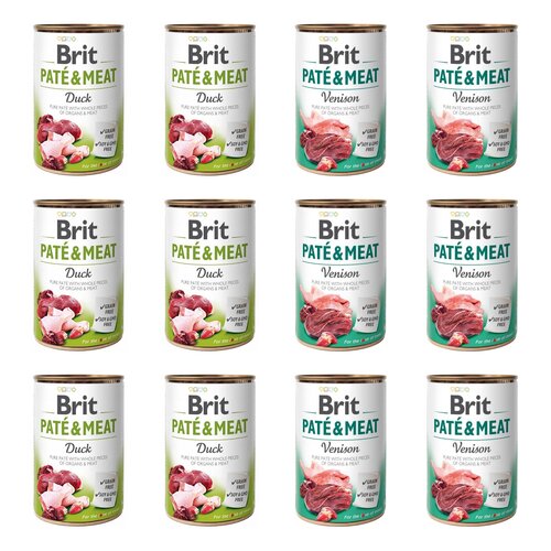 Karma dla psa BRIT Paté & Meat Mix smaków Kaczka, Dziczyzna 12 x 400 g