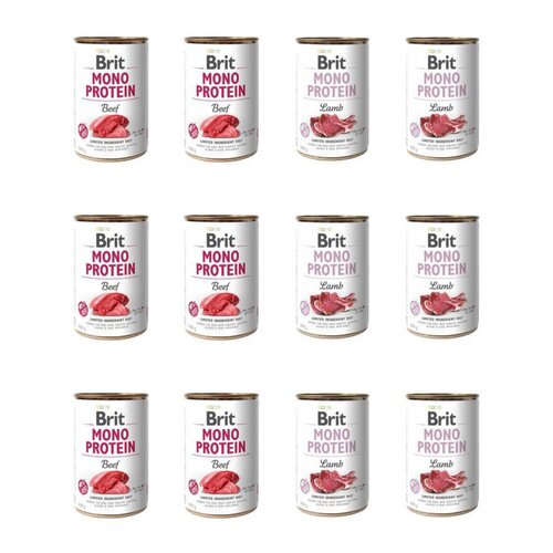 Karma dla psa BRIT Mix smaków Mono Protein Wołowina, Jagnięcina 12 x 400 g