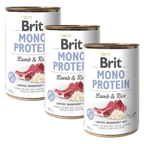 Karma dla psa BRIT Mono Protein Jagnięcina z ryżem 3 x 400 g
