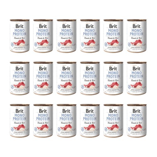 Karma dla psa BRIT Mono Protein Jagnięcina z ryżem 18 x 400 g