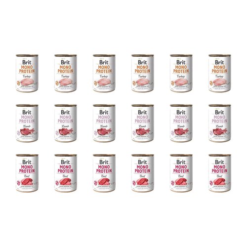 Karma dla psa BRIT Mix smaków Mono Protein Indyk, Jagnięcina, Wołowina 18 x 400 g