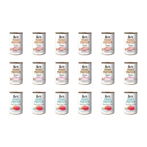 Karma dla psa BRIT Mix smaków Mono Protein Indyk, Królik, Tuńczyk z ziemniakami 18 x 400 g