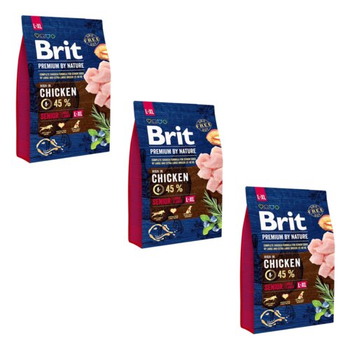 Karma dla psa BRIT Premium by Nature Senior Lagre + extra large Kurczak 3 x 3 kg