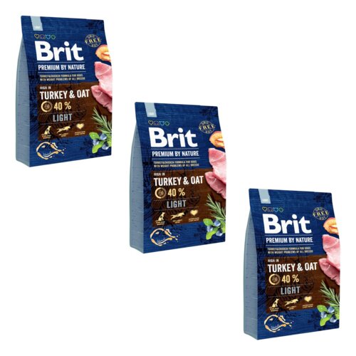 Karma dla psa BRIT Premium By Nature Light Indyk z owsem 3 x 3 kg