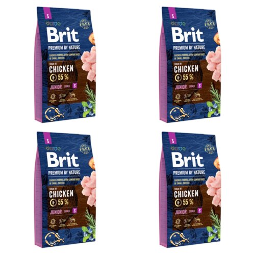 Karma dla psa BRIT Premium By Nature Junior Small Kurczak 4 x 3 kg