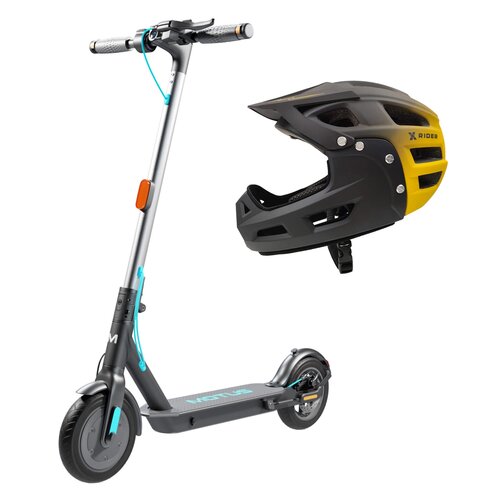 Hulajnoga elektryczna MOTUS Scooty 10 Lite Turkusowy kierunkowskazy + Kask rowerowy XRIDER XR00KFH01 Czarno-żółty MTB (rozmiar S)