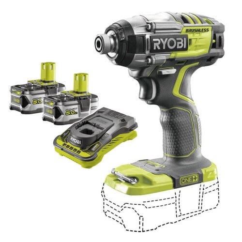 Klucz udarowy RYOBI R18IDBL-0 + Akumulator RYOBI RC18150-250 5Ah 18V + Ładowarka