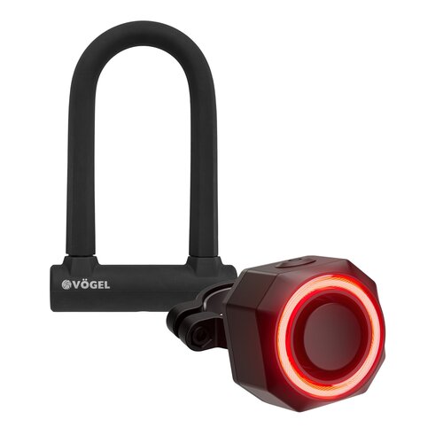 Lampka rowerowa VÖGEL BL950 + Zapięcie rowerowe VÖGEL VZP301 U-lock Czarny