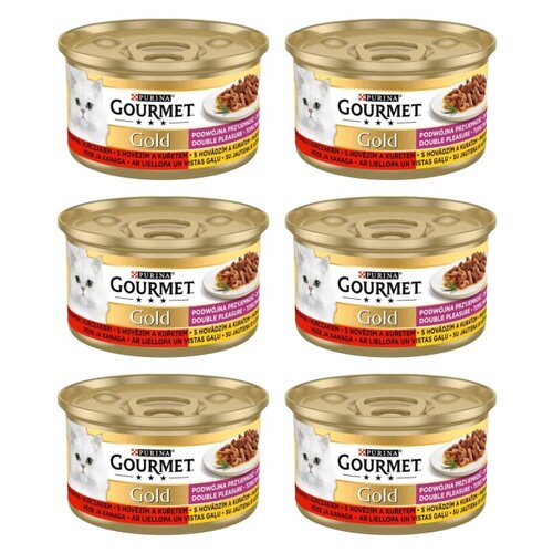 Karma dla kota GOURMET Gold Podwójna przyjemność Wołowina i Kurczak 6 x 85 g
