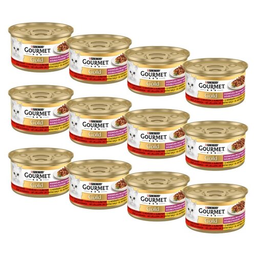 Karma dla kota GOURMET Gold Podwójna przyjemność Wołowina i Kurczak 12 x 85 g