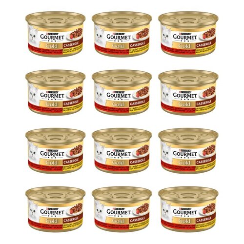 Karma dla kota GOURMET Gold Casserole Wołowina i kurczak w sosie pomidorowym 12 x 85 g