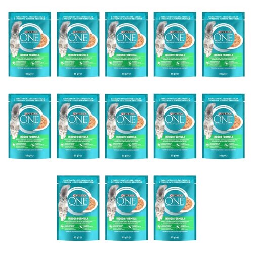Karma dla kota PURINA ONE Indoor Formula Tuńczyk i zielona fasolka 13 x 85 g