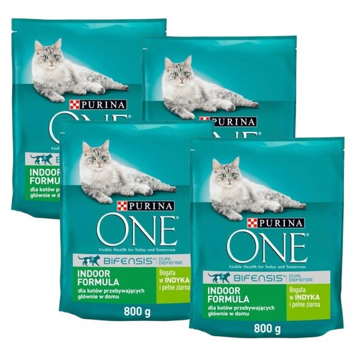 Karma dla kota PURINA ONE Bifensis Indoor Indyk 4 x 800 g