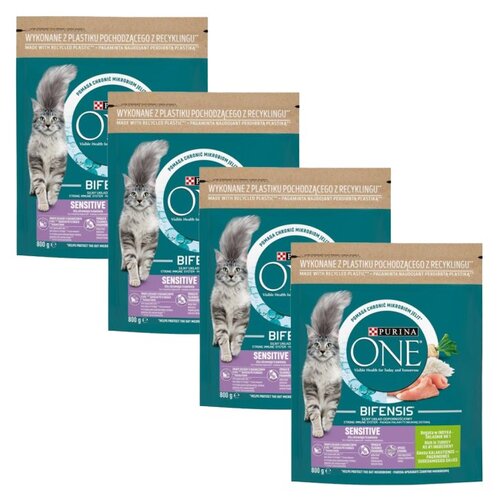 Karma dla kota PURINA ONE Sensitive Bogata w Indyka i Ryż 4 x 800 g