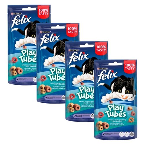 Przysmak dla kota FELIX Play Tubes Pieczona ryba i krewetki 4 x 50 g