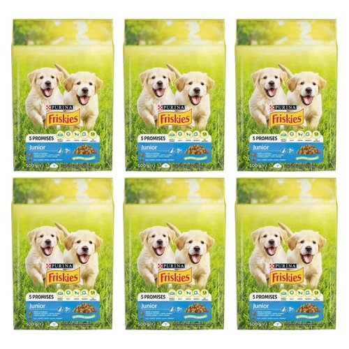 Karma dla psa FRISKIES 5 Promises Junior z kurczakiem i warzywami z mlekiem 6 x 500 g