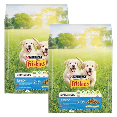 Karma dla psa FRISKIES 5 Promisses Junior Kurczak Warzywa i Mleko 2 x 3 kg