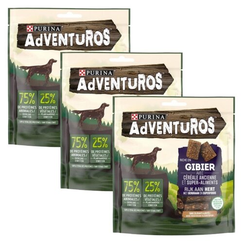 Przysmak dla psa ADVENTUROS Bogate w dziczyznę z pradawnymi zbożami 3 x 90 g