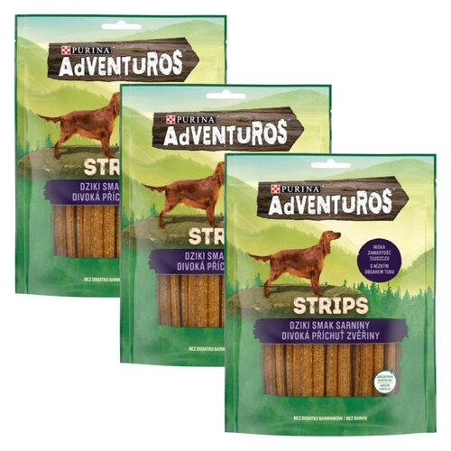 Przysmak dla psa ADVENTUROS Strips Dziki smak sarniny 3 x 90g