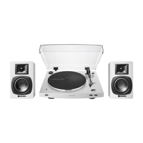 Zestaw Stereo Gramofon Audio-Technica A-T LP3X + Aktywne Kolumny Podstawkowe Audio-Technica A-T SP3 X BIAŁY+BIAŁY