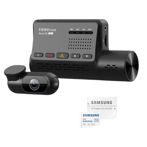 Wideorejestrator VIOFO A139 + kamera tylna + kamera wewnętrzna + Karta pamięci SAMSUNG Pro Endurance microSDXC 256GB + Adapter