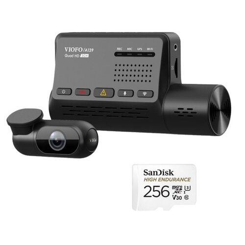 Wideorejestrator VIOFO A139 + kamera tylna + kamera wewnętrzna + Karta pamięci SANDISK MicroSDXC 256GB