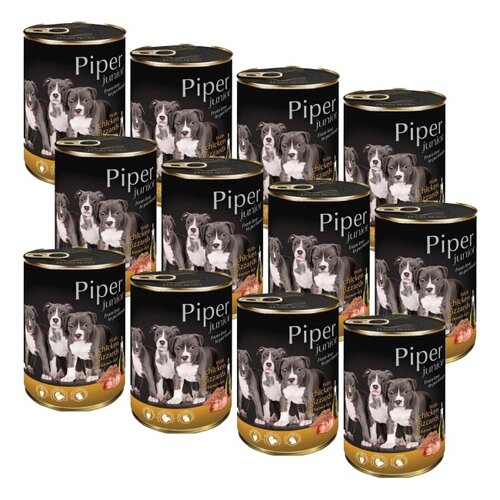 Karma dla psa PIPER Junior z żołądkami kurczaka i brązowym ryżem 12 x 400 g