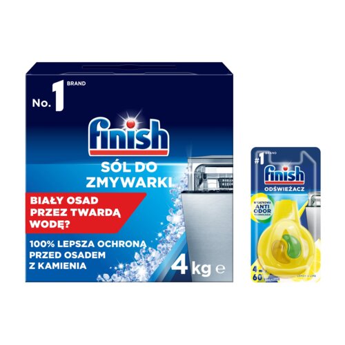 Kapsułki do zmywarek FINISH Powerball Ultimate Plus All in 1 Lemon - 62 szt. + Sól do zmywarek FINISH - 4 kg