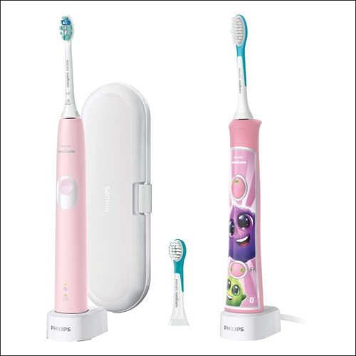 Szczoteczka soniczna PHILIPS Sonicare ProtectiveClean HX6806/03 Różowy + Szczoteczka soniczna PHILIPS Sonicare For Kids HX6352/42