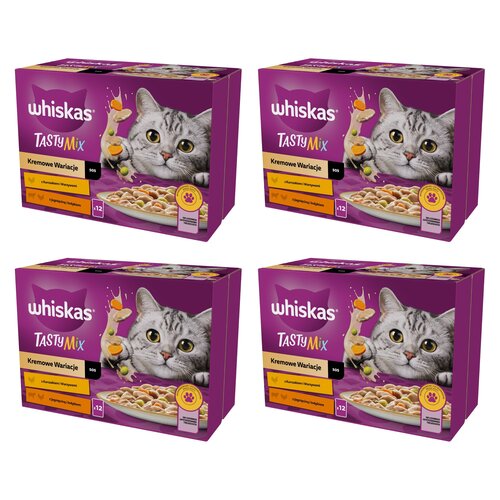Karma dla kota WHISKAS Tasty Mix Kremowe Wariacje Mix smaków 48 x 85 g