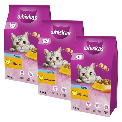 Karma dla kota WHISKAS Sterile Kurczak 3 x 1.4 kg