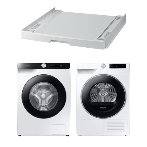 Pralka SAMSUNG WW80T534DAEA AI Energy Control 8kg 1400 obr Autodozowanie EcoBubble + Suszarka SAMSUNG AI DV90DG6845LEU4 z pompą ciepła + Łącznik SAMSUNG SKK-UDW