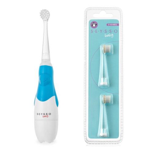 Szczoteczka soniczna SEYSSO Baby Penguin Blue + Końcówka szczoteczki SEYSSO Baby Penguin (2 szt.)
