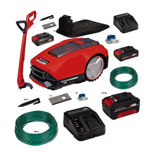 Robot koszący EINHELL Freelexo 350 + Podkaszarka akumulatorowa GC-CT 18/24 Li P + Zestaw instalacyjny EINHELL 3414011