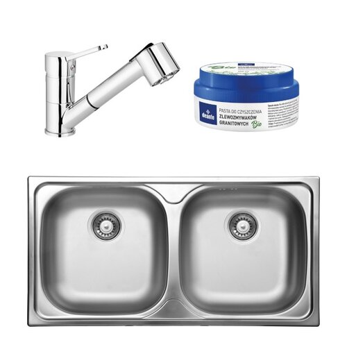 Zlewozmywak DEANTE Xylo ZEX 3203 Stal dekor + Bateria DEANTE Neo Pero Plus BOP 071N + Pasta DEANTE ZZZ 000F 250 ml