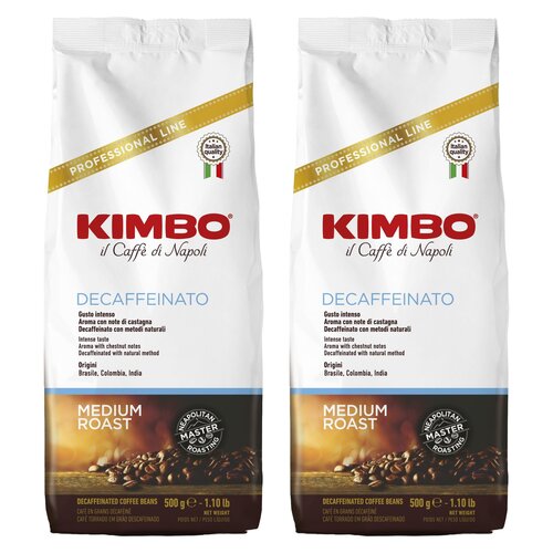 Kawa ziarnista KIMBO Decaffeinato Bezkofeinowa 2 x 0.5 kg