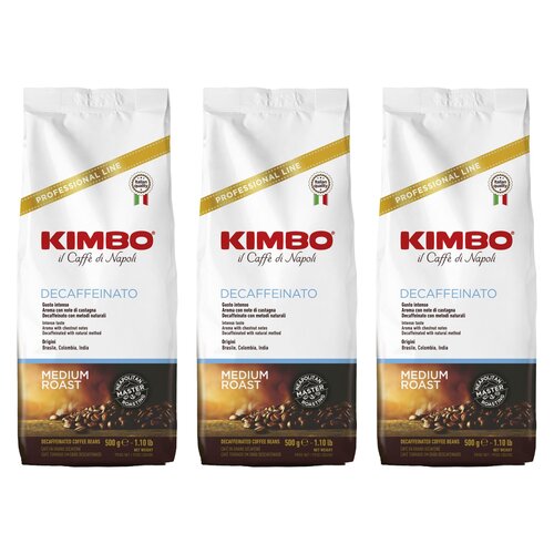 Kawa ziarnista KIMBO Decaffeinato Bezkofeinowa 3 x 0.5 kg