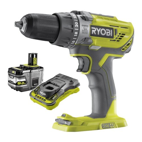 Wiertarko-wkrętarka RYOBI R18PD3-0 + Akumulator RYOBI RC18150-190 9.0Ah 18V + Ładowarka