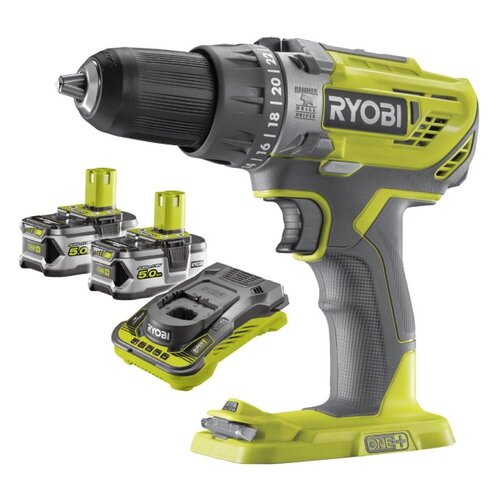 Wiertarko-wkrętarka RYOBI R18PD3-0 + Akumulator RYOBI RC18150-250 5Ah 18V + Ładowarka
