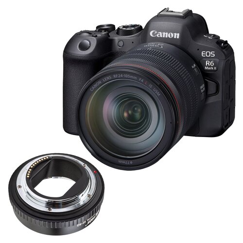 Aparat CANON EOS R6 Mark II V5 Czarny + Obiektyw CANON RF 24-105 mm f/4L IS USM EU26 + Adapter VILTROX EF-R2