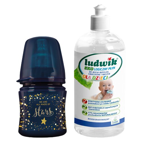 Butelka LOVI Stardust 21 587 120 ml + Płyn do mycia butelek i smoczków LUDWIK CG1010102ZEKL0121 475 ml