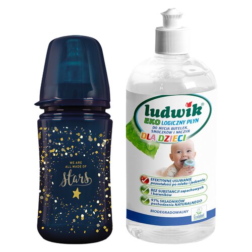 Butelka LOVI Stardust 21 585 240 ml + Płyn do mycia butelek i smoczków LUDWIK CG1010102ZEKL0121 475 ml