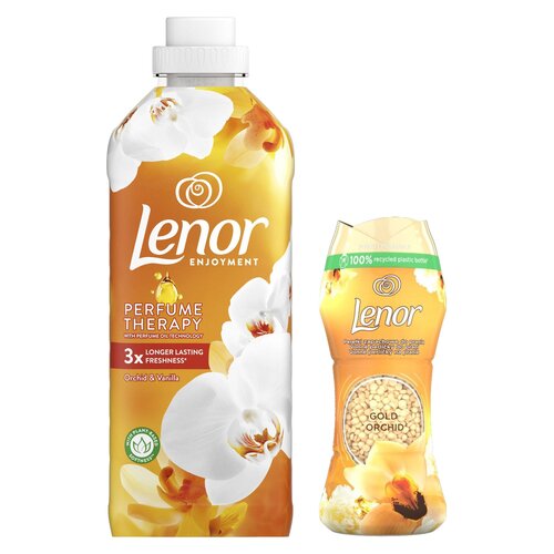 Płyn do płukania LENOR Perfume Therapy Orchid & Vanilla 925 ml + Perełki do prania LENOR Gold Orchid 0.21 kg