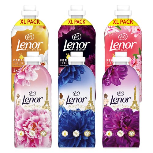 Płyn do płukania LENOR mix zapachów Perfume Therapy Orchid & Vanilla + Lotus Flower & Diamond Figs + Cherry Blossom & Sage + L'lngenue + L'Eclatante + La Desirable 6 x 1200 ml