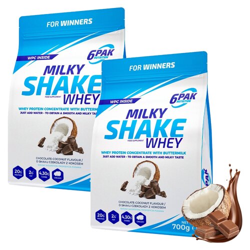 Odżywka białkowa 6PAK Milky Shake Whey Czekoladowo-kokosowy (2 x 700 g)