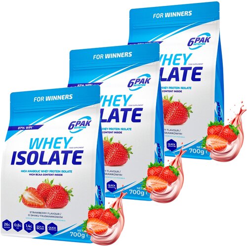 Odżywka białkowa 6PAK Whey Isolate Truskawkowy 3 x 700 g