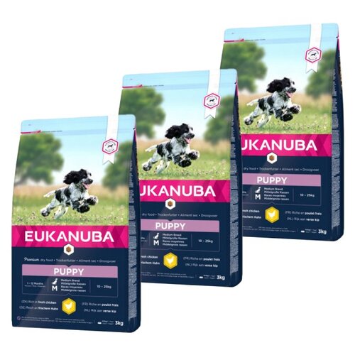Karma dla psa EUKANUBA Puppy Medium Breeds Kurczak 3 x 3 kg