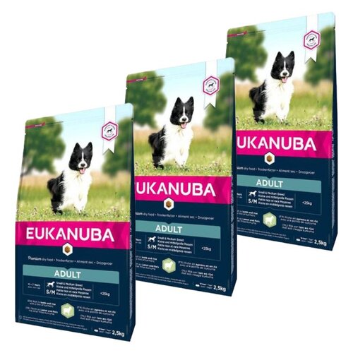 Karma dla psa EUKANUBA Adult Small & Medium Breeds Adult Jagnięcina z ryżem 3 x 2.5 kg