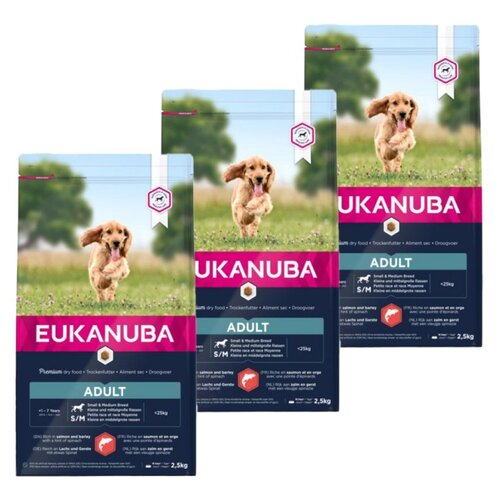 Karma dla psa EUKANUBA Adult Medium Breeds Łosoś 3 x 2.5 kg